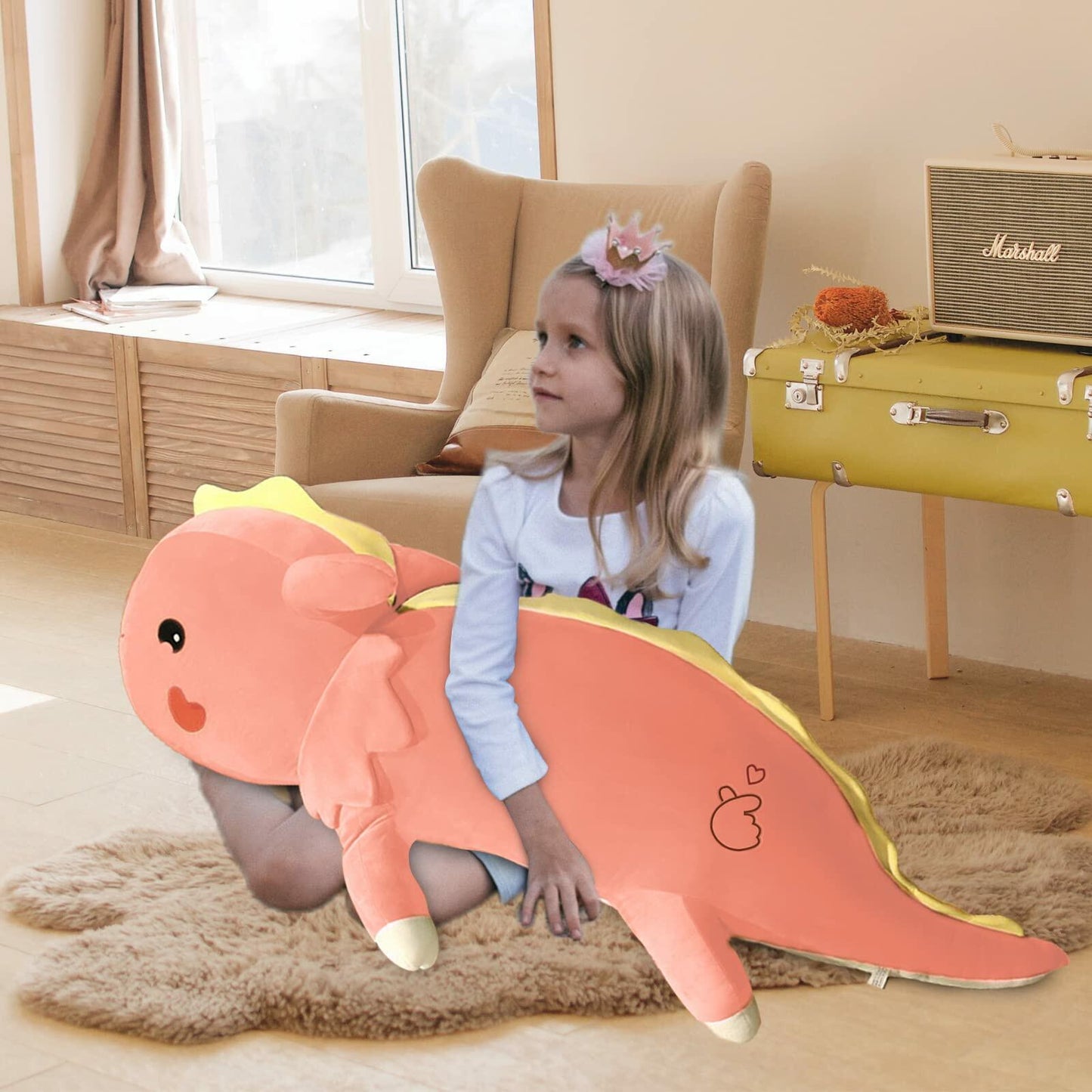 Axolotl Plush Toy Soft Stuffed Animal Dinosaur Pillow Green 47 inch