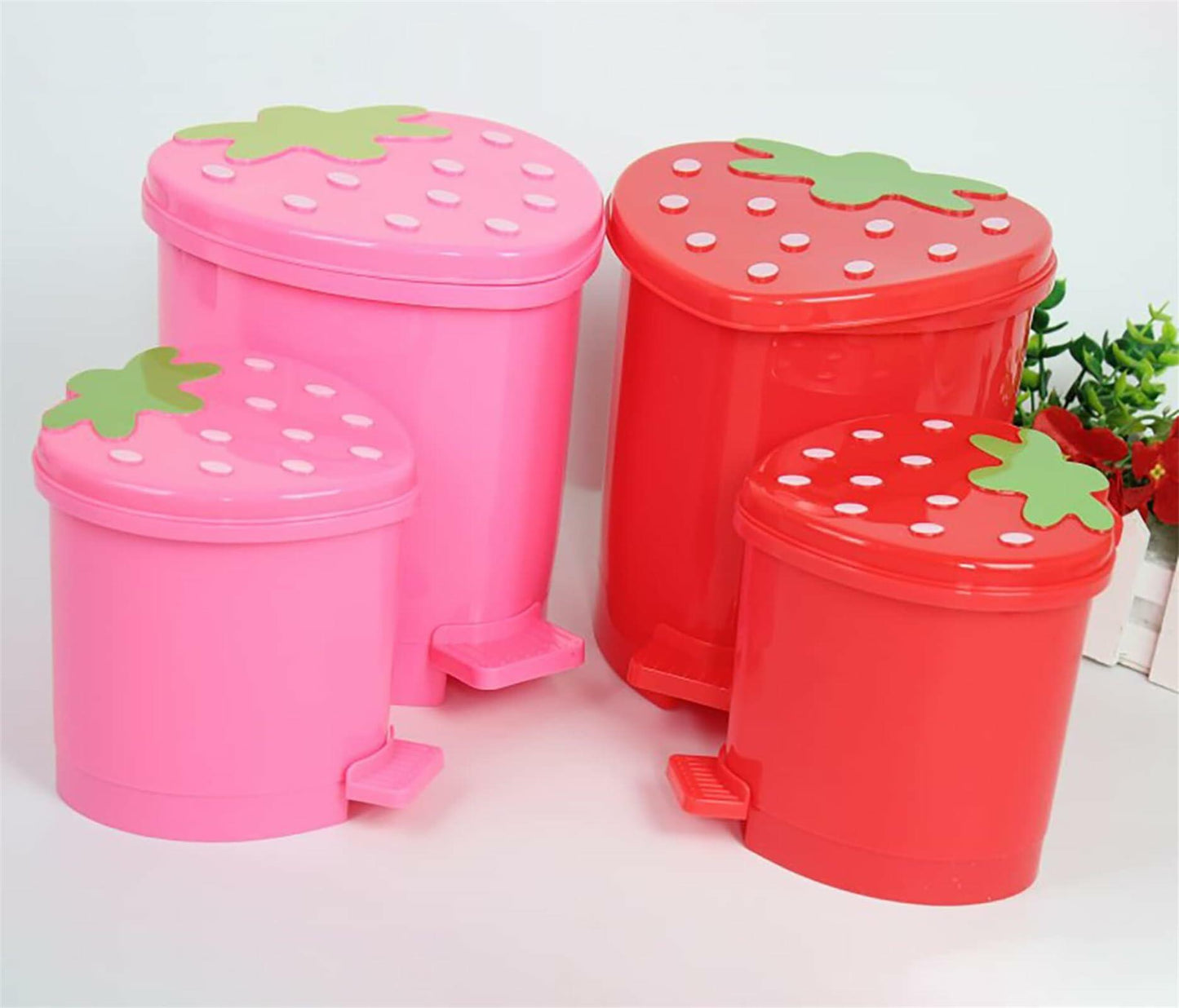 BxuxJar Strawberry 1 Gallon Trash Can w/0.3G Mini Can & 5 Garbage Bags
