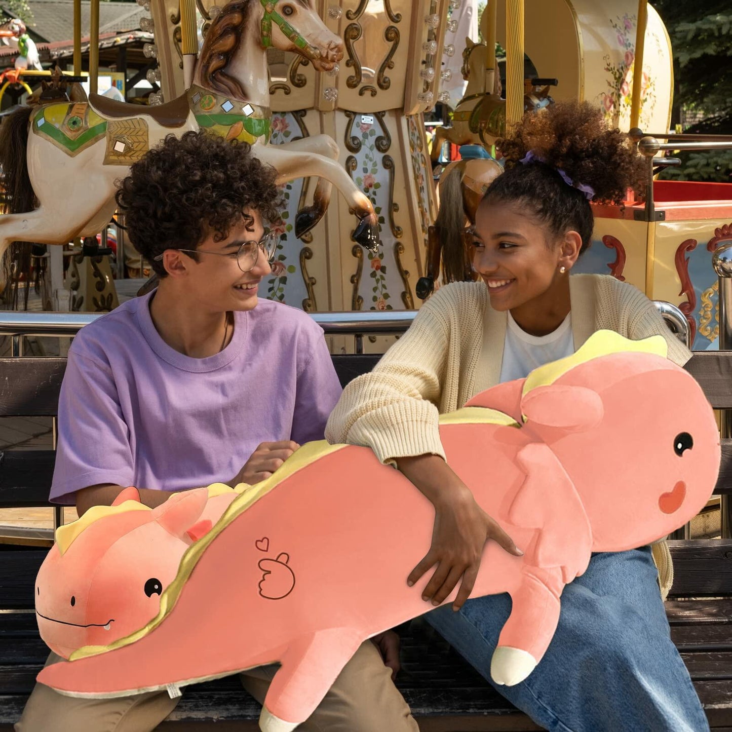 Axolotl Plush Toy Soft Stuffed Animal Dinosaur Pillow Green 47 inch