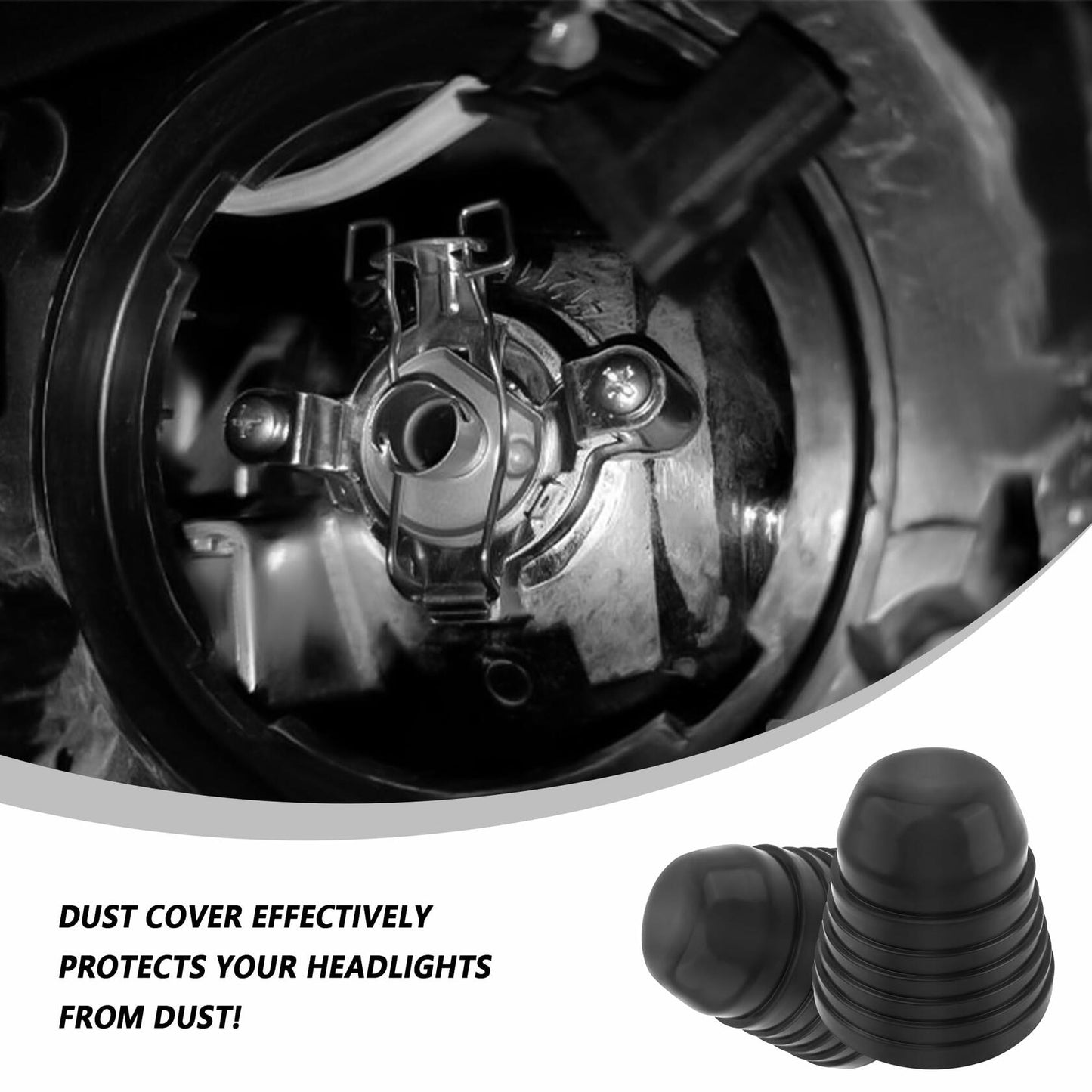 Universal Car Headlight Dust Cover Rubber Cap 2PCS 2.16-3.74 Inch