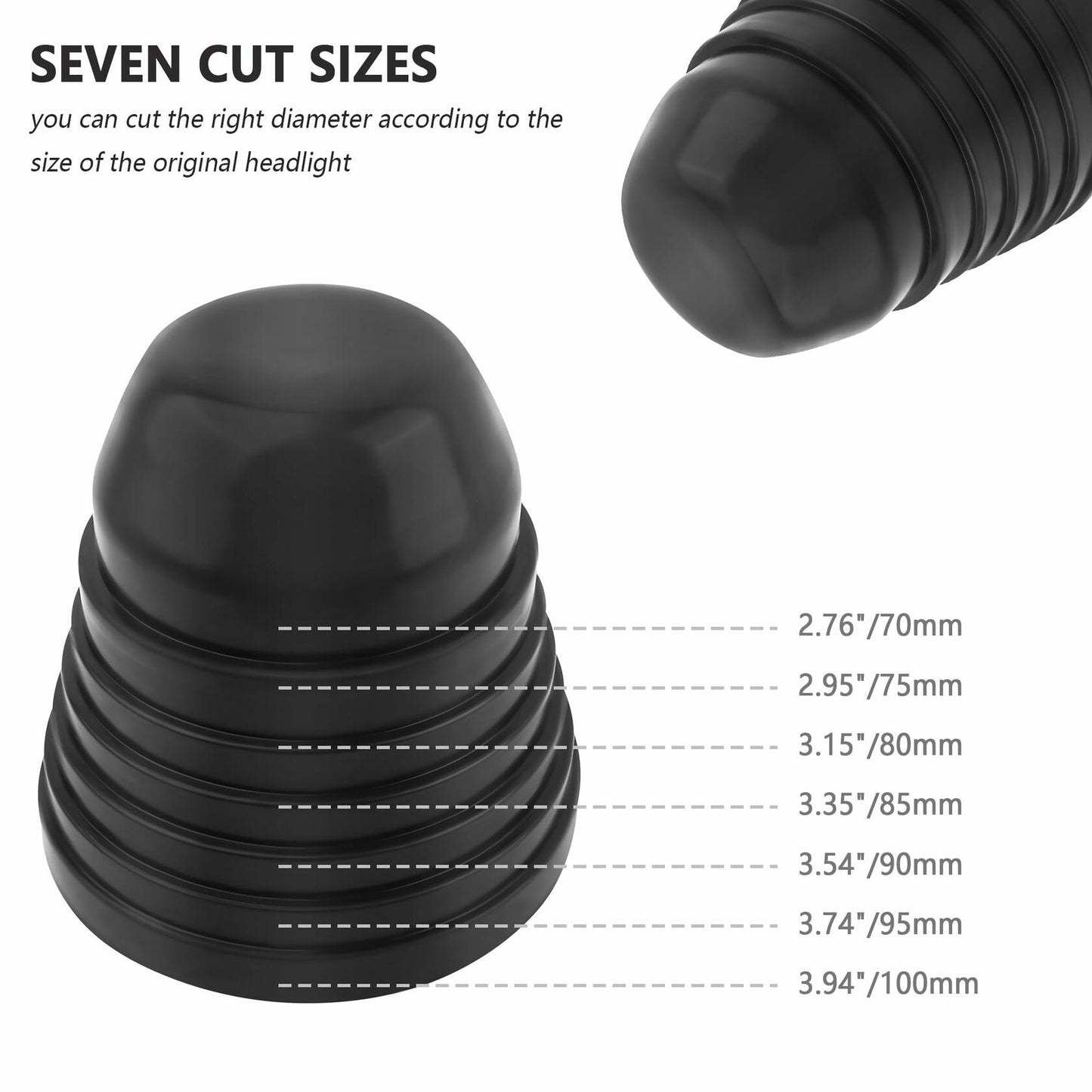 Universal Car Headlight Dust Cover Rubber Cap 2PCS 2.16-3.74 Inch