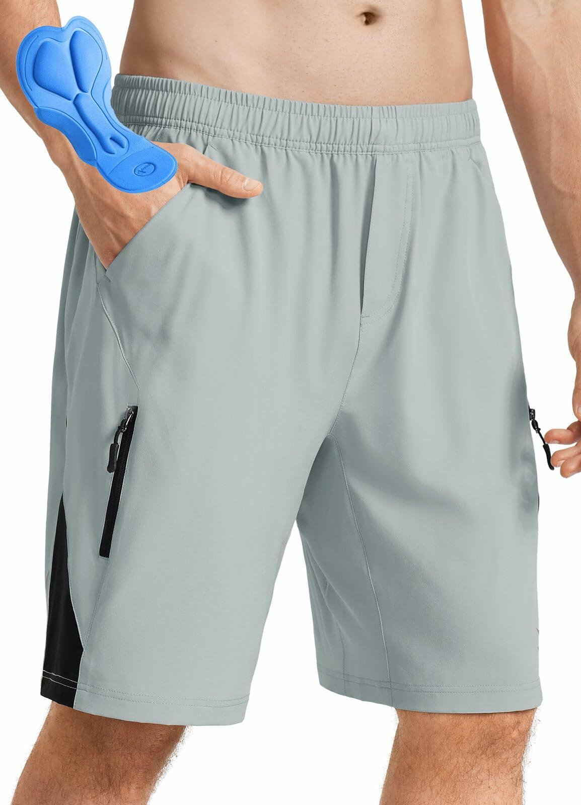 baleaf Men's Mountain Bike Shorts 3D Padded Zipper Pockets Green Size XL