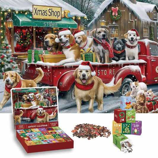 Advent Calendar 2024 Jigsaw Puzzle 1008pcs Dogs & Cats Christmas Gift