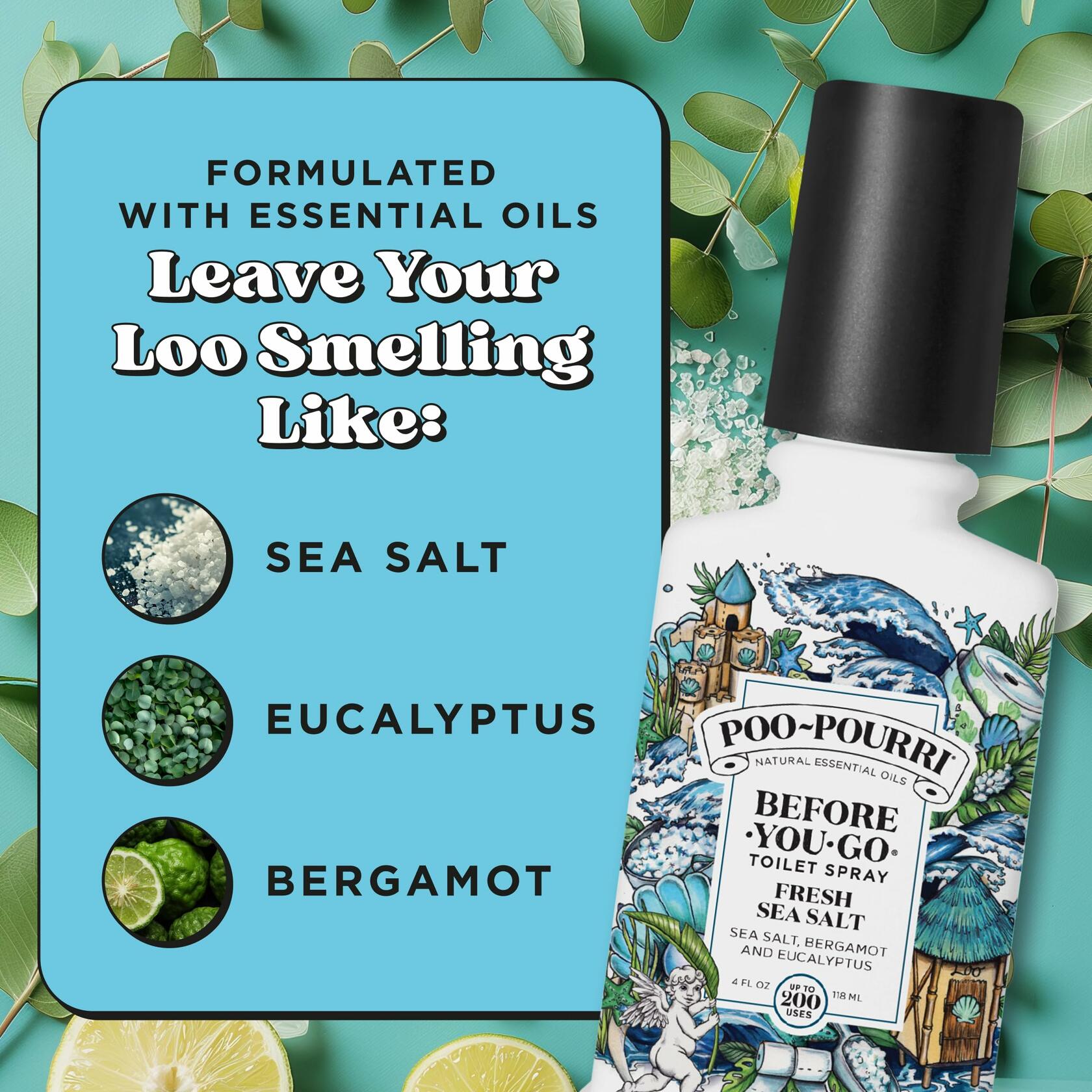 Poo-Pourri Fresh Sea Salt Toilet Spray 4oz Plant Based Essential Oils
