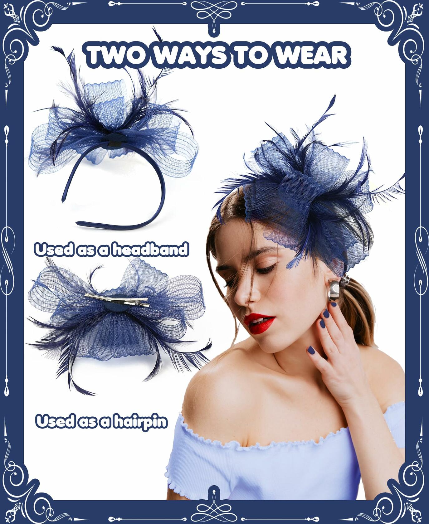 Kidukso Derby Hat Women Vintage Fascinator Headband Clip