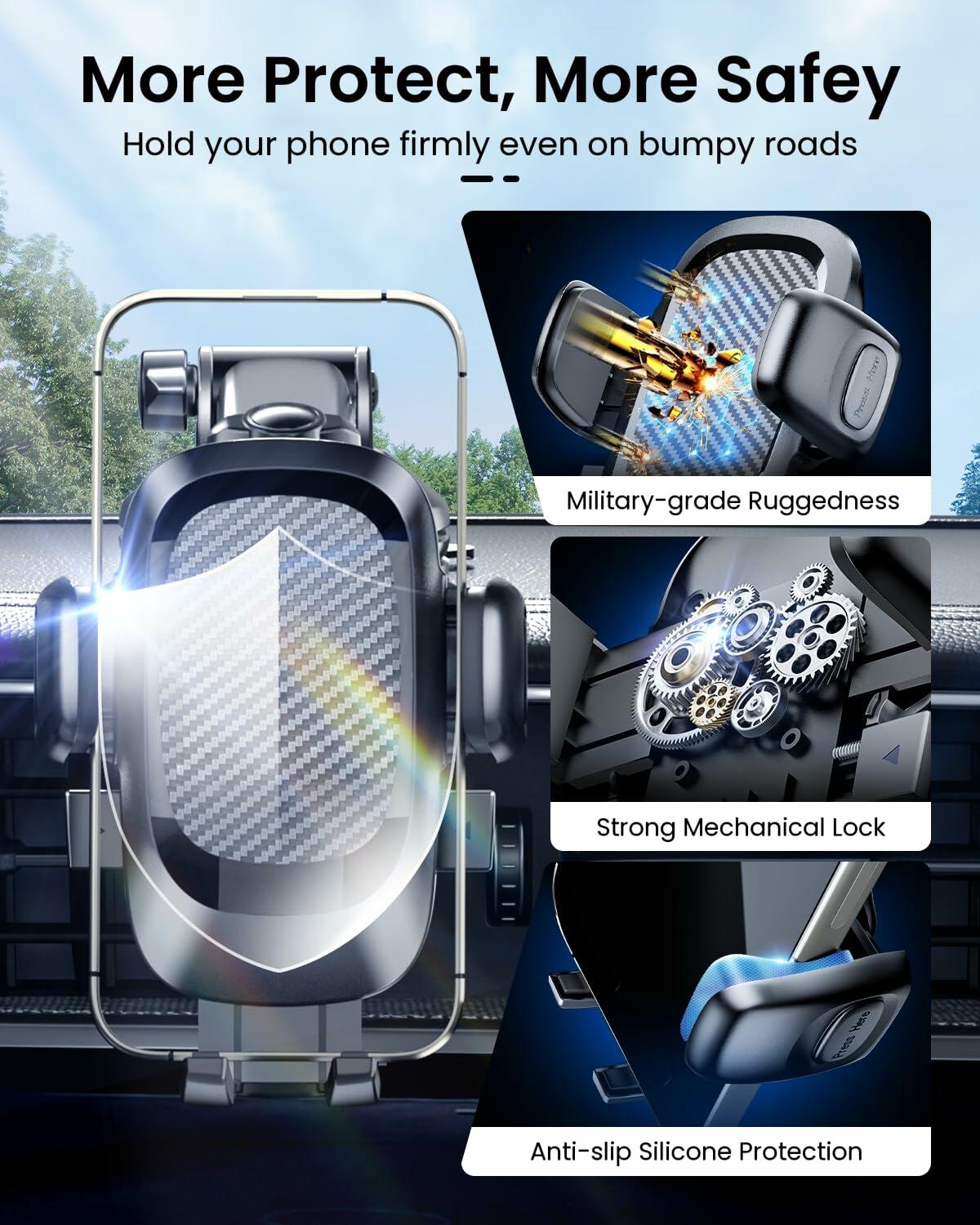 REEVAA Military-Grade Car Phone Holder Ultra Stable Sturdy Black