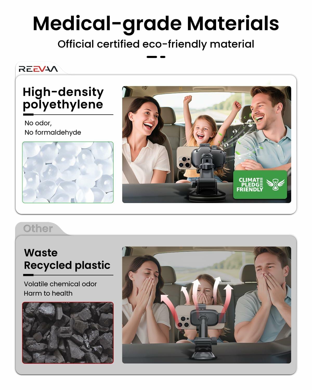 REEVAA Military-Grade Car Phone Holder Ultra Stable Sturdy Black