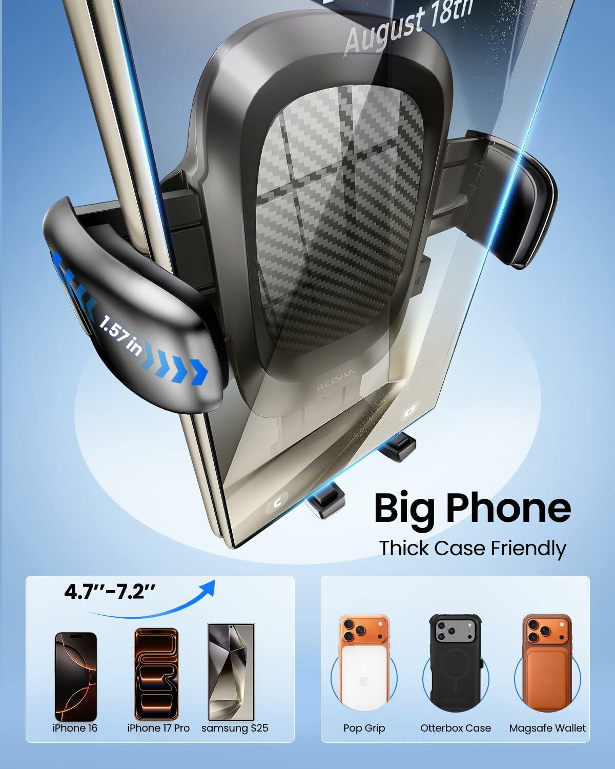 REEVAA Military-Grade Car Phone Holder Ultra Stable Sturdy Black