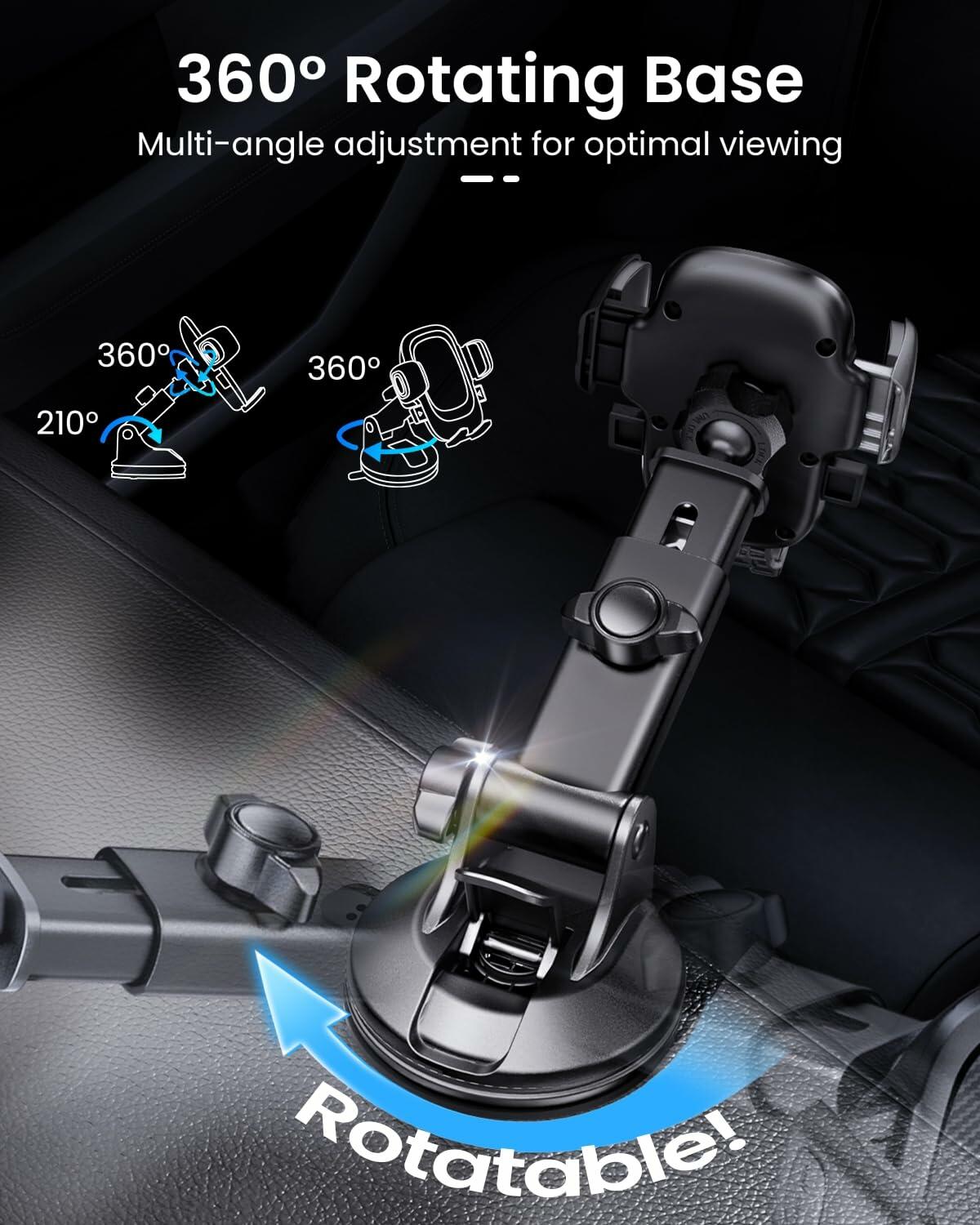 REEVAA Military-Grade Car Phone Holder Ultra Stable Sturdy Black