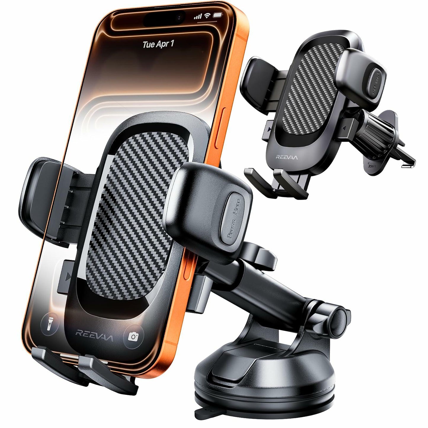 REEVAA Military-Grade Car Phone Holder Ultra Stable Sturdy Black