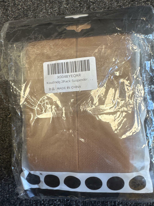 Koudindg 2-Pack Camel 2" Wide X-Back Adjustable Suspenders with 5 Clips