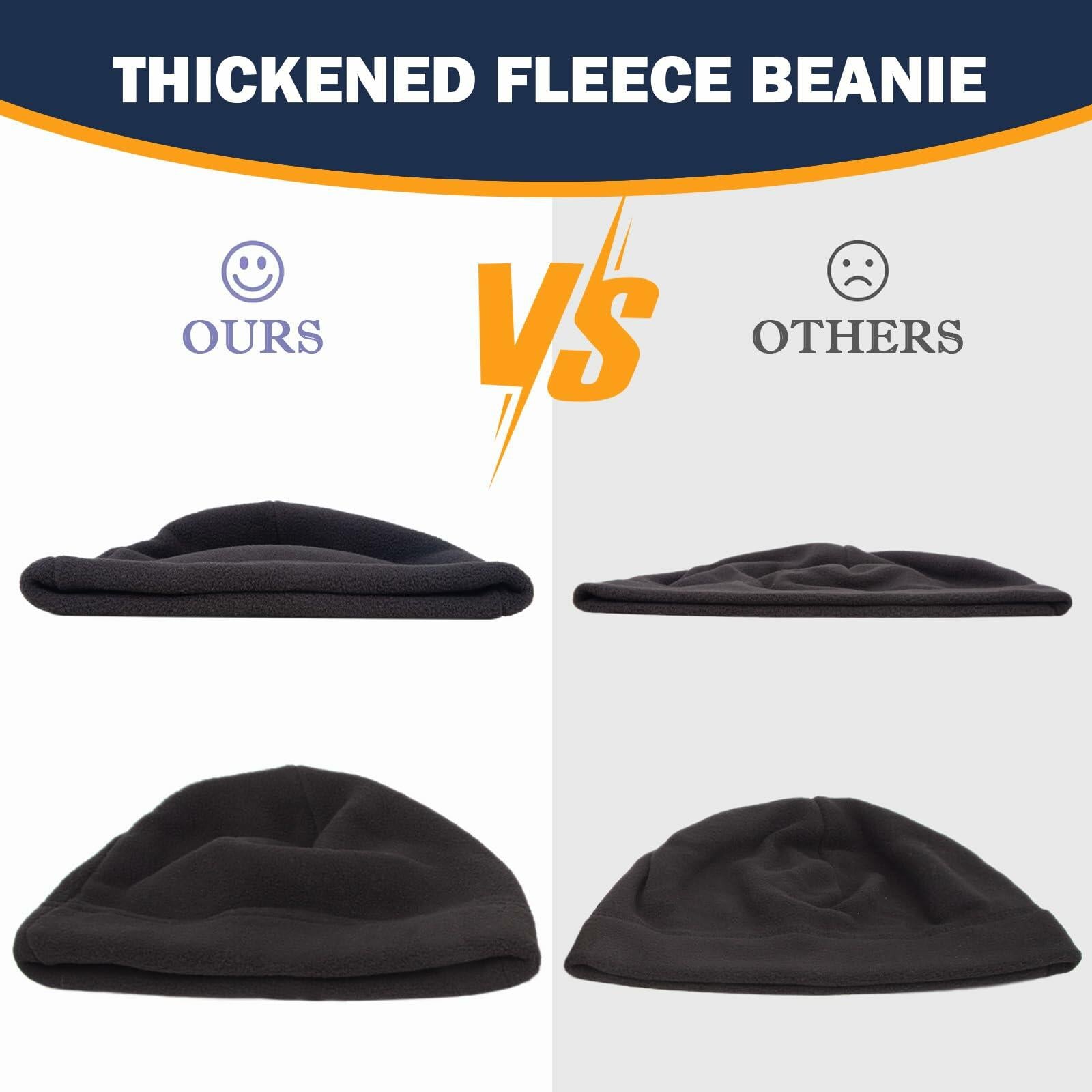 Alpha 4 Pieces Fleece Watch Cap Skull Beanie Winter Warm Windproof One Size