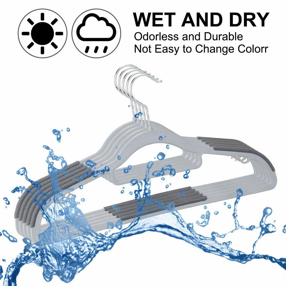 OIKA Plastic Hangers with Tie Rack 16.5in Heavy Duty Non-Slip 30 Pack