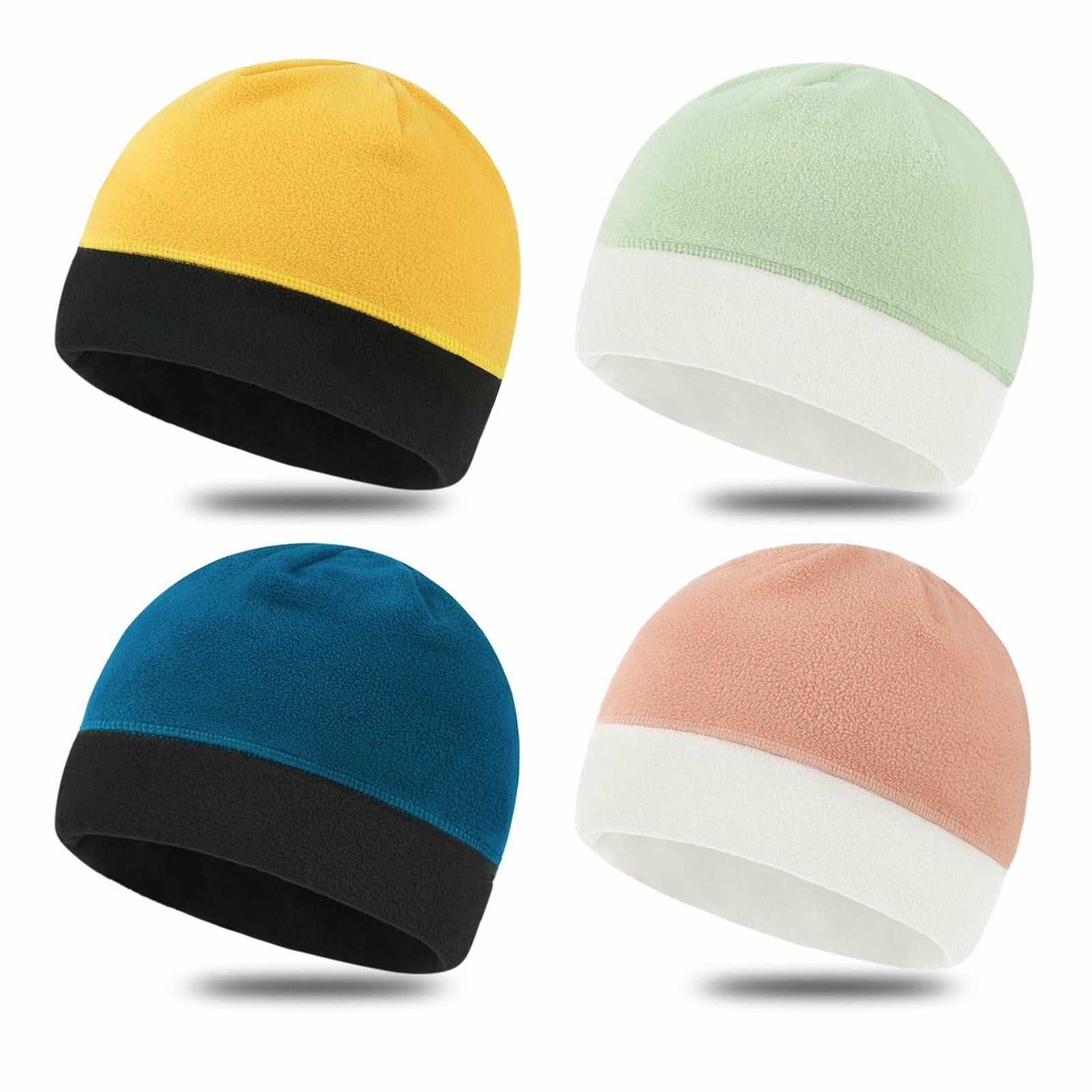 Alpha 4 Pieces Fleece Watch Cap Skull Beanie Winter Warm Windproof One Size