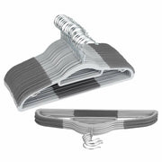 OIKA Plastic Hangers with Tie Rack 16.5in Heavy Duty Non-Slip 30 Pack
