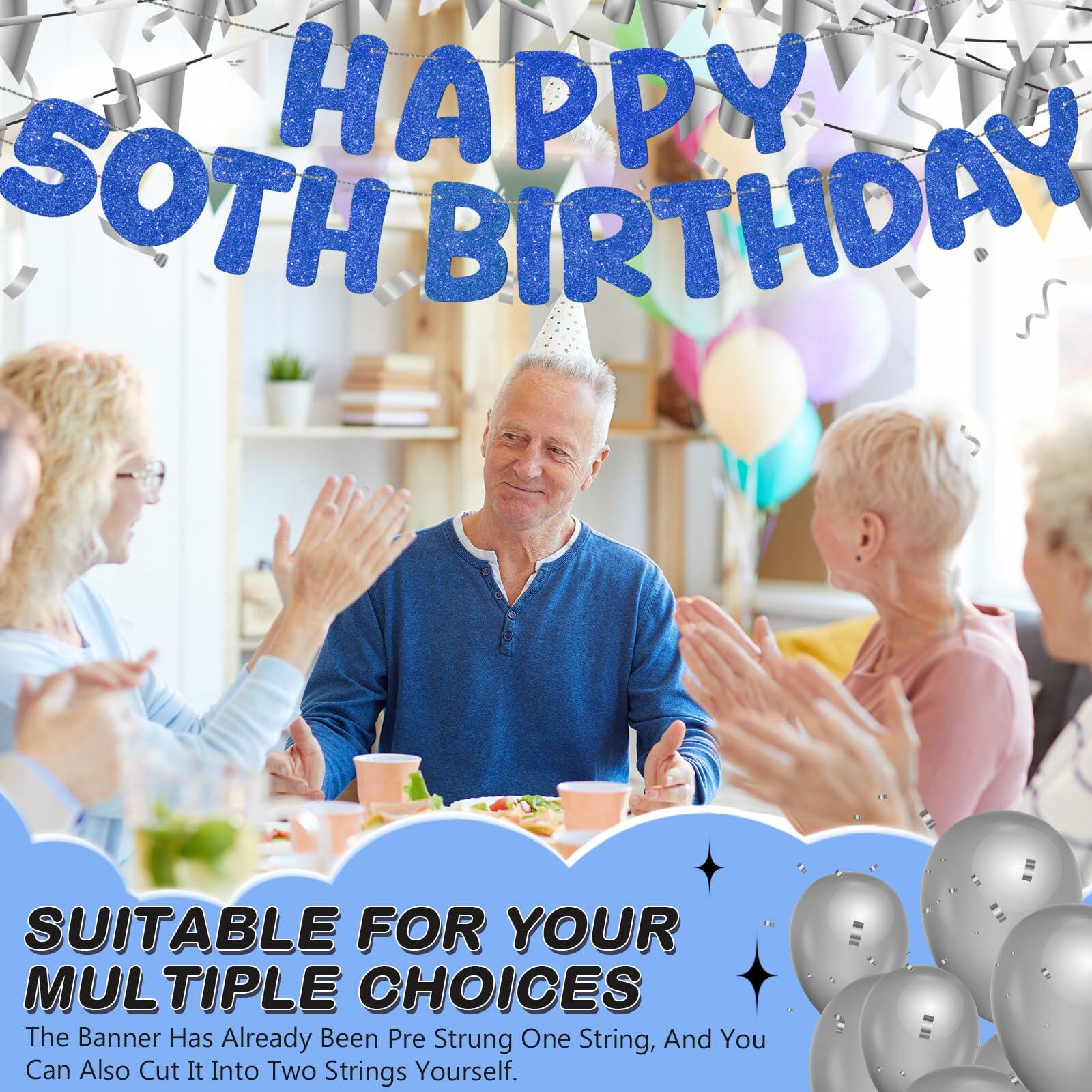 Fulmoon 50th Birthday Banner Pre Strung Glitter 11.5ft Champagne Gold