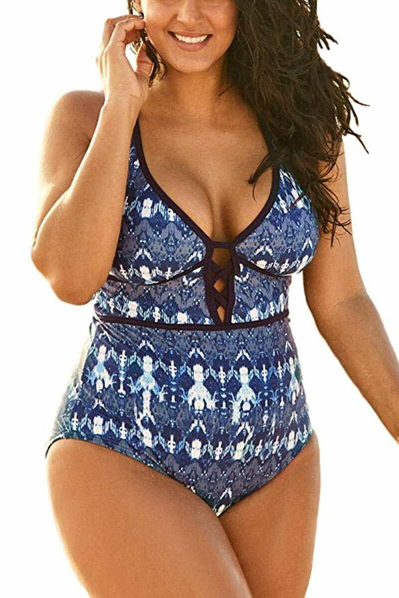 Rosa Women's Plus Size Floral One Piece Swimsuit Lace Up Size 3XL