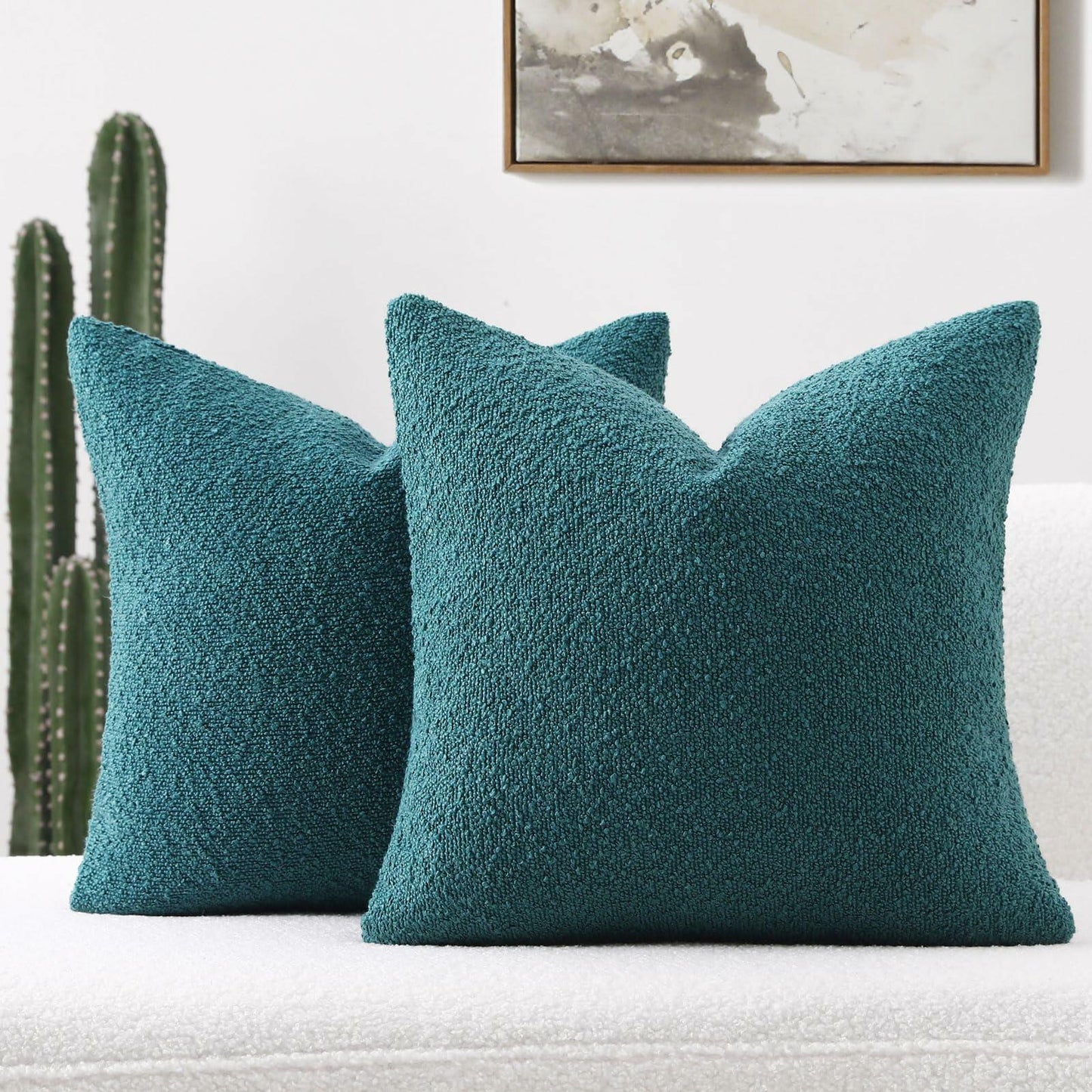 FUTEI Teal Green Decorative Throw Pillow Covers 16x16 Inch Pack of 2