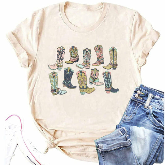 Cowboy Take Me Away Women's Western Vintage Graphic T-Shirt Beige Size L