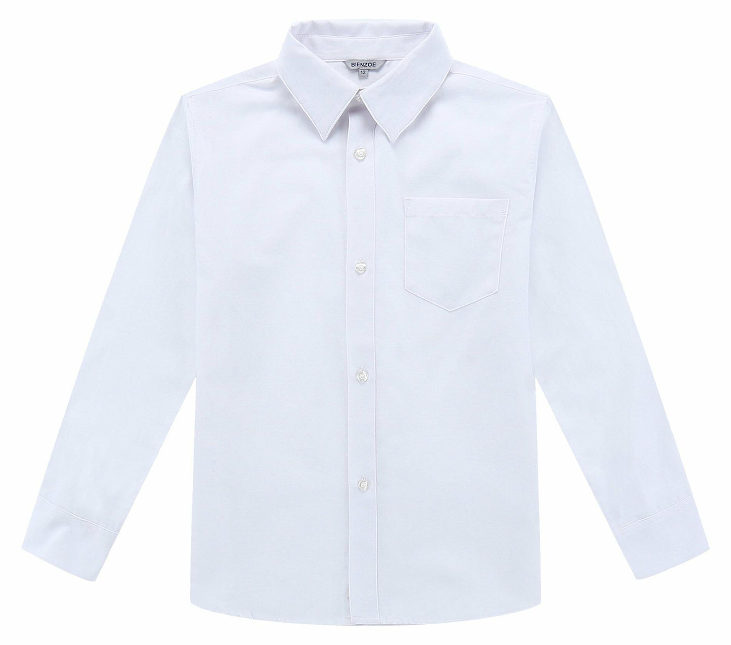 Bienzoe Boys Long Sleeve Button Down Shirt White Size 14