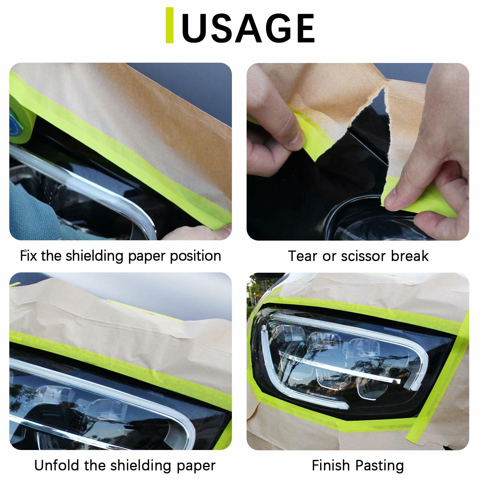 [Like New] Hubaow Pre-Taped Masking Paper 18"x50ft Paint Tape Car Protection 1 Pack