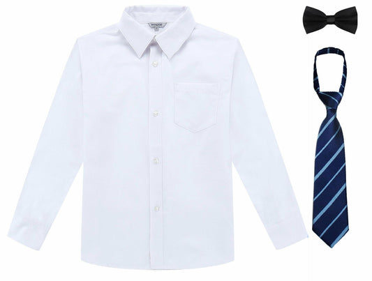 Bienzoe Boys Long Sleeve Button Down Shirt White Size 14