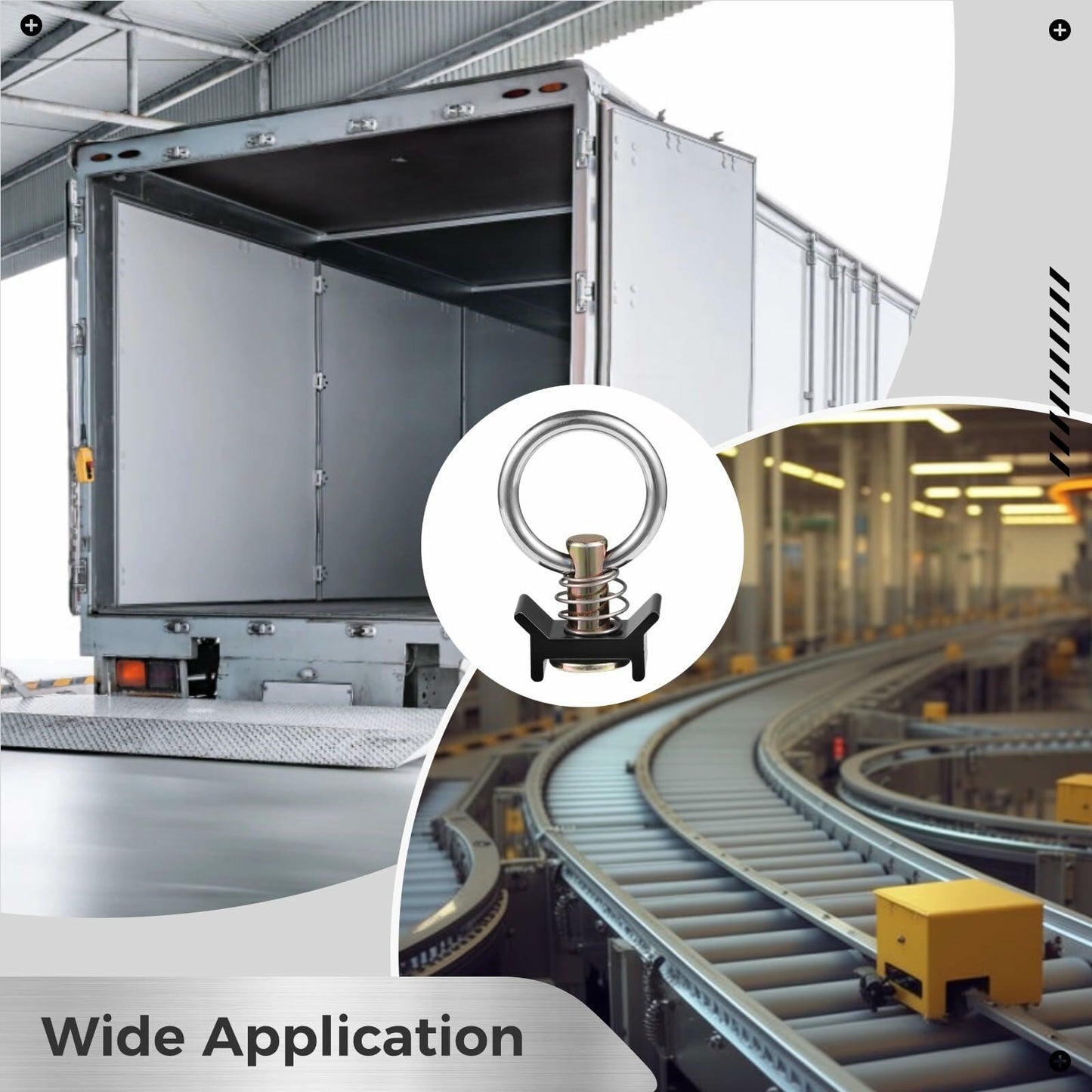 12 PCS Black L Track Single Stud Fittings with Round Ring for Barn Door