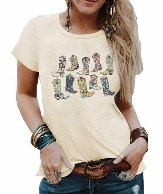 Cowboy Take Me Away Women's Western Vintage Graphic T-Shirt Beige Size L