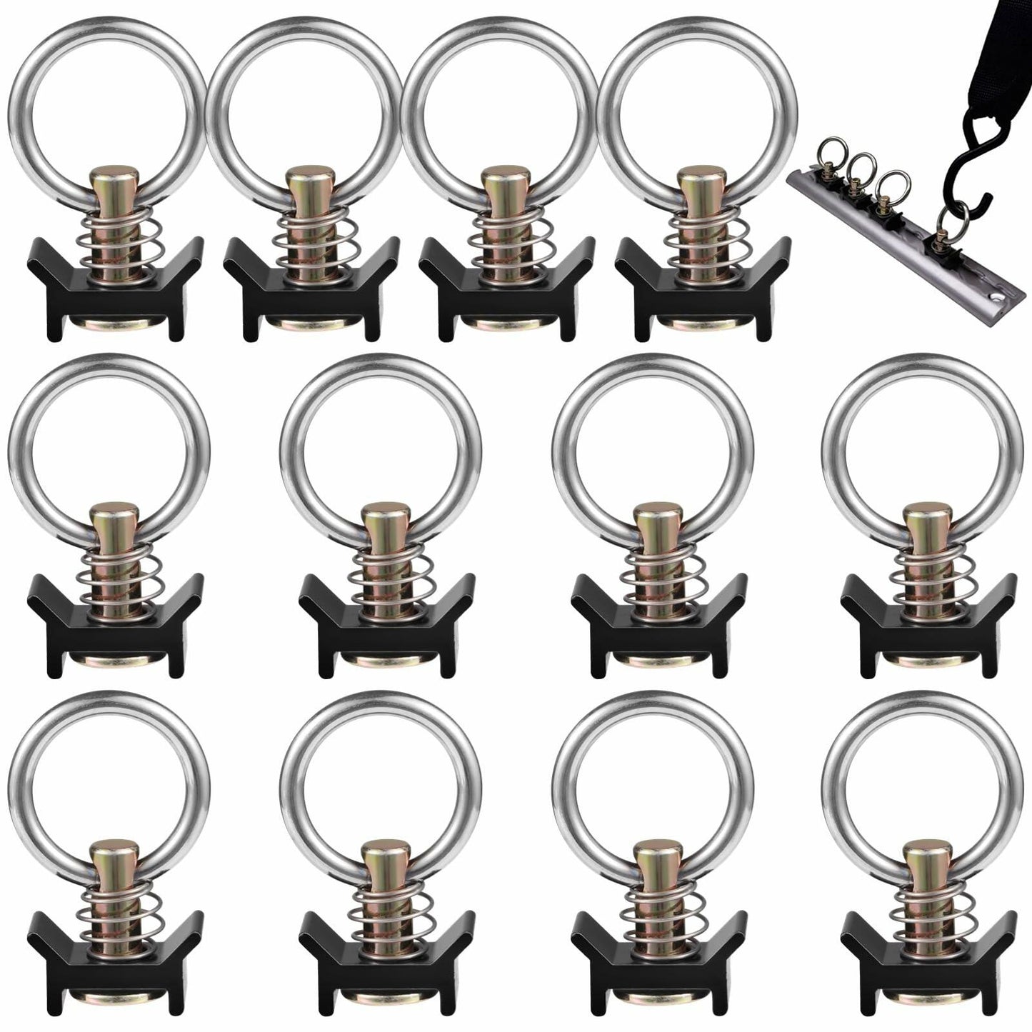 12 PCS Black L Track Single Stud Fittings with Round Ring for Barn Door