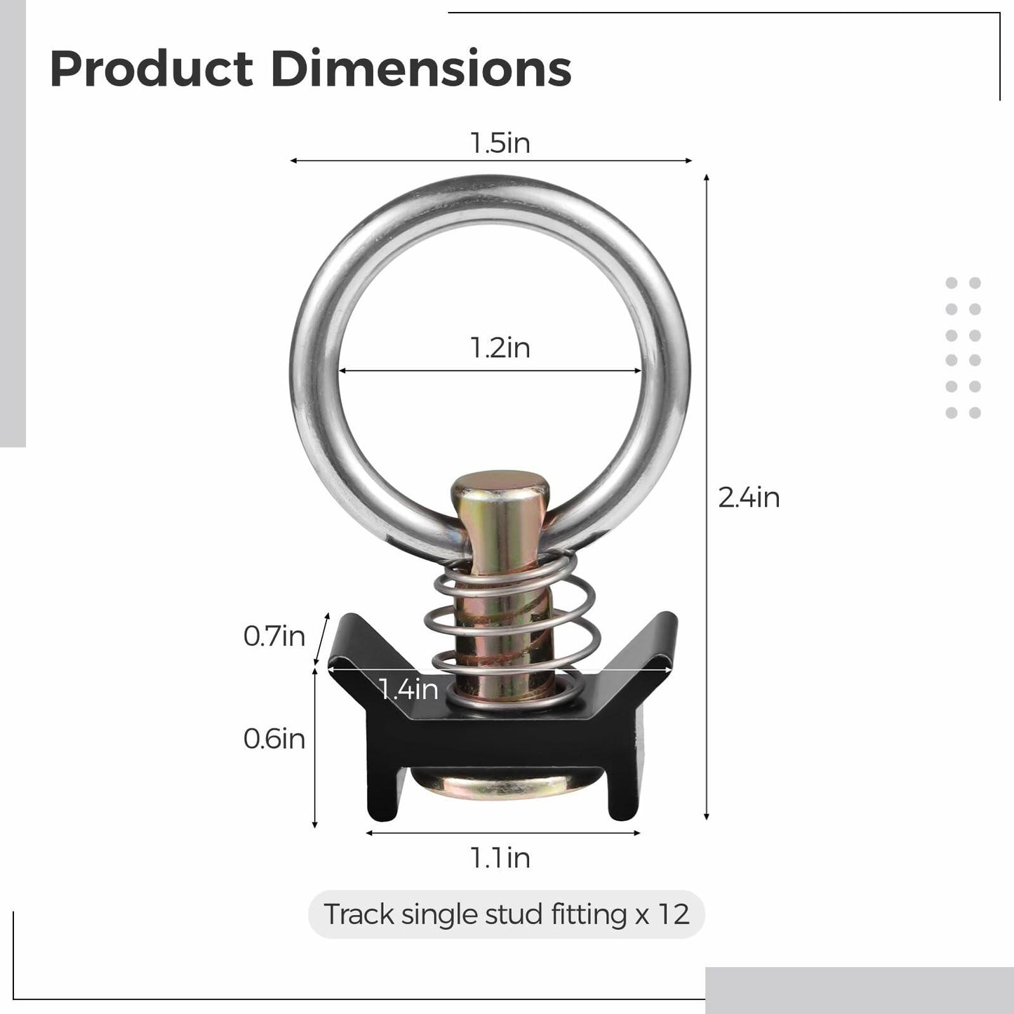12 PCS Black L Track Single Stud Fittings with Round Ring for Barn Door