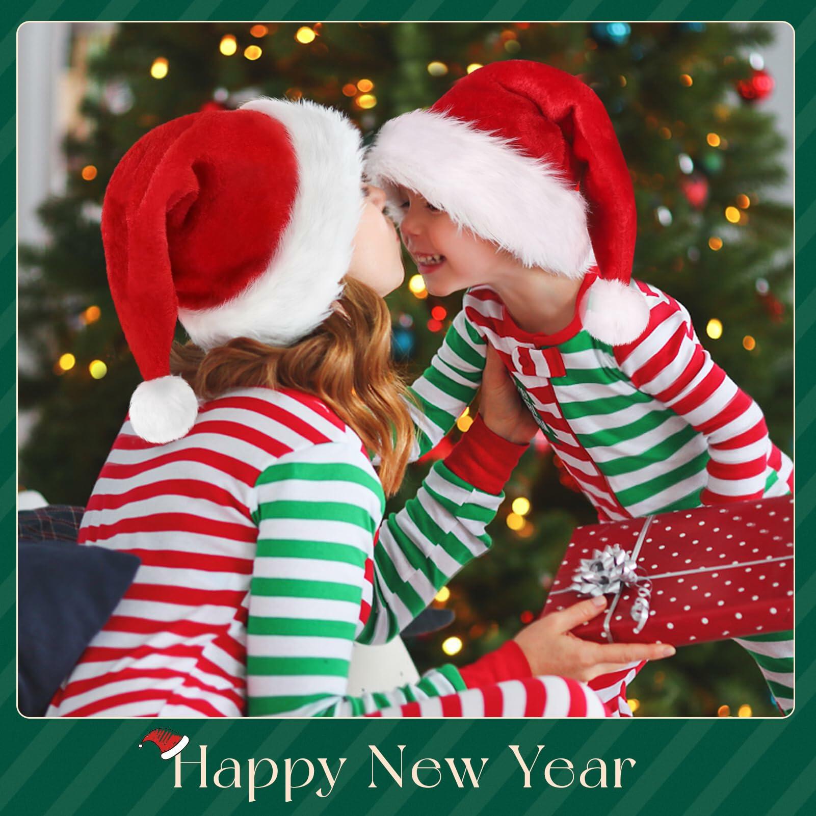 Lainlight Santa Hat Adult Plush Brim Comfort Liner Red