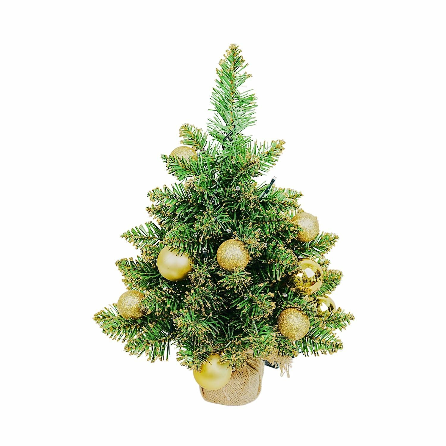Aimmop 18in Small Christmas Tree with Ornaments 59 Tips Green