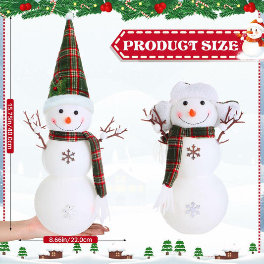 VIHOSE 2 Pcs LED Snowman Decorations 15.7" Tabletop Xmas Decor Green