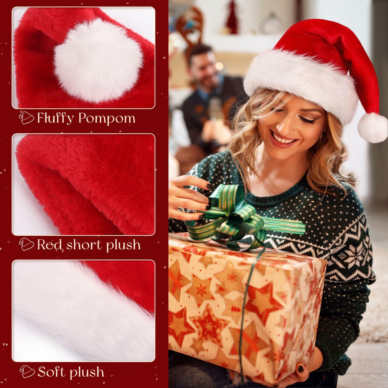 Lainlight Santa Hat Adult Plush Brim Comfort Liner Red