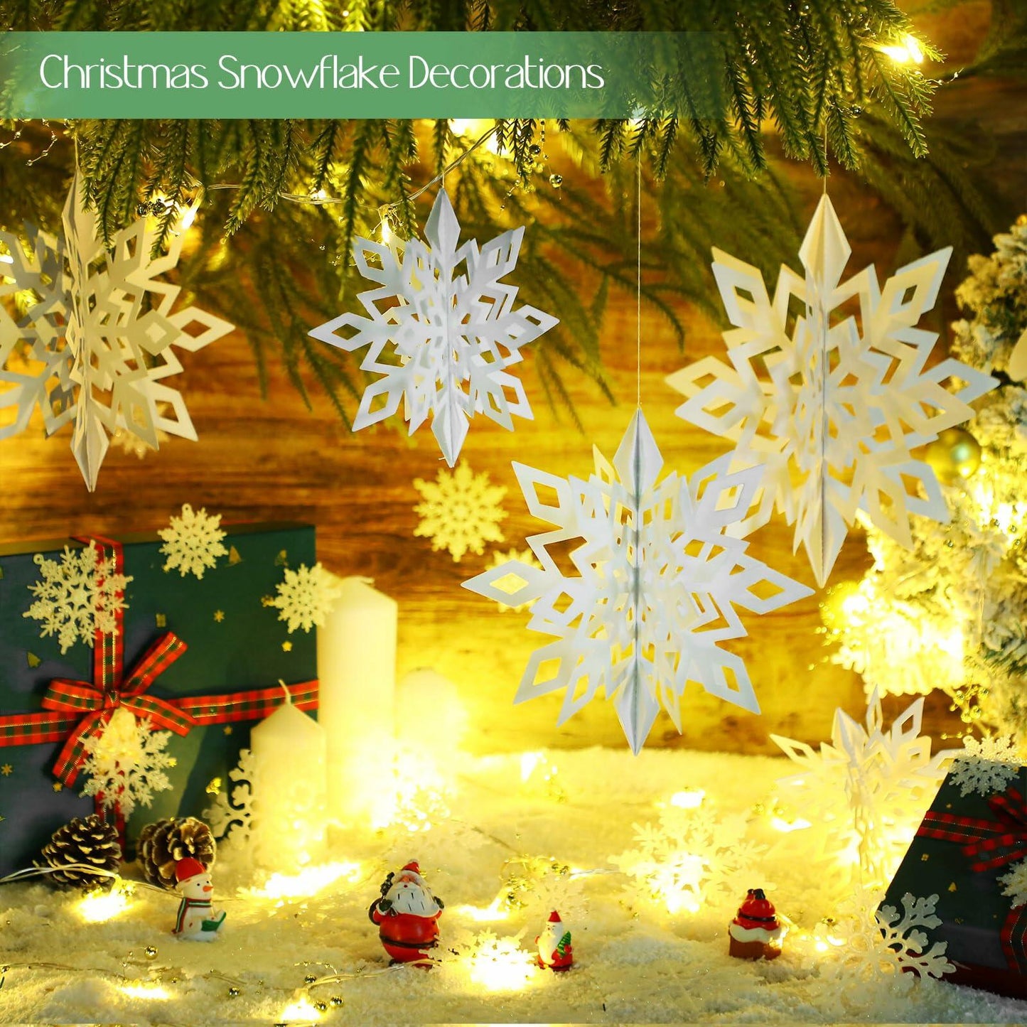 Fullhawl 3D Snowflake Christmas Ornaments Set 12 Pcs White Hanging Decor