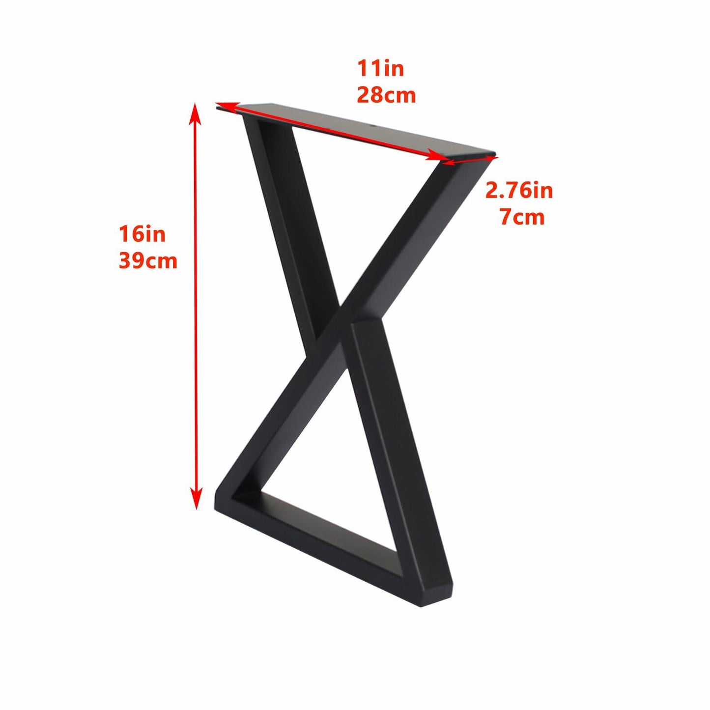 Herkii Heavy Duty Metal Table Legs 16" H x 11" W Black Set of 2