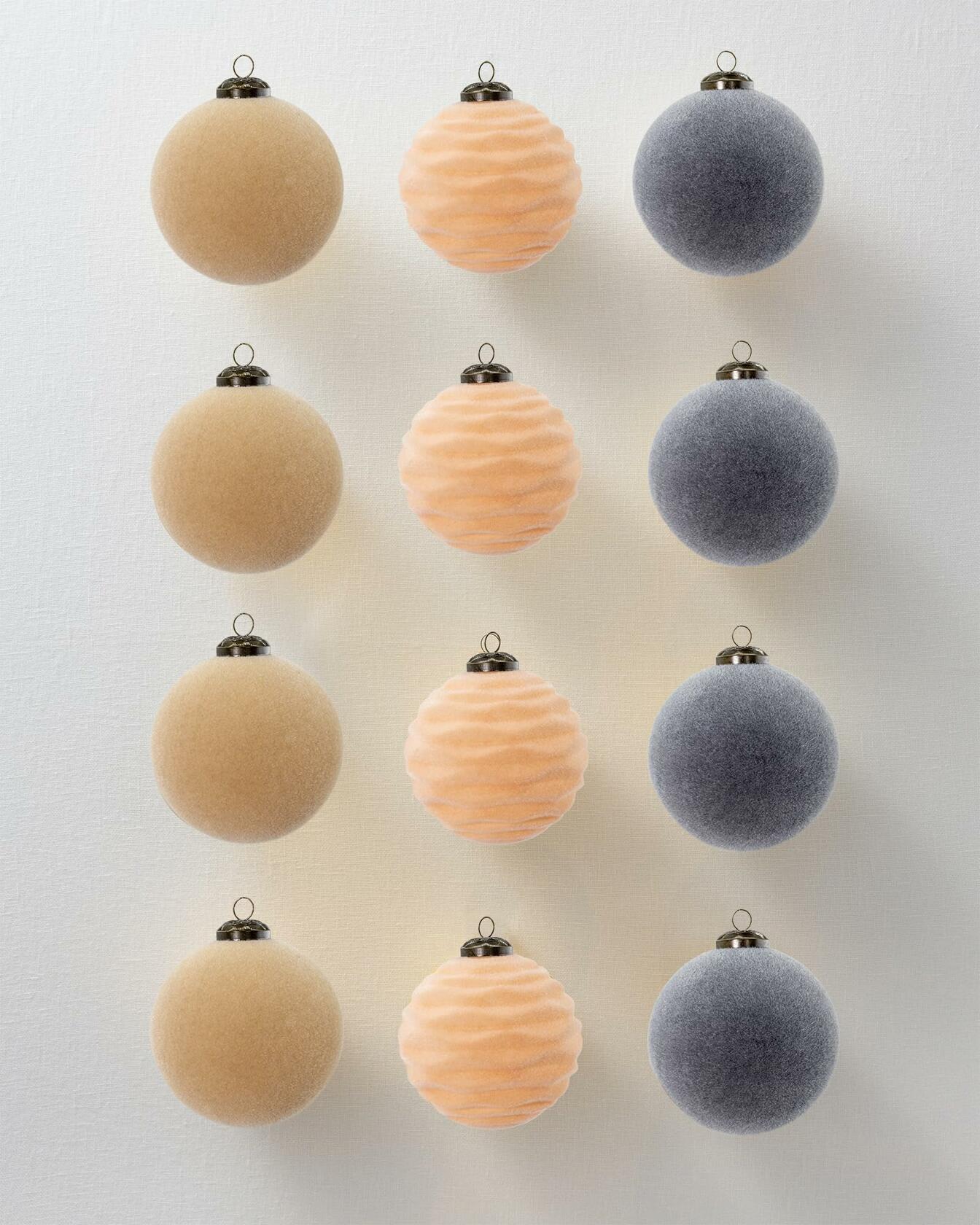 12PCS Velvet Christmas Ball Ornaments 3.15"Handmade Flocked Shatterproof