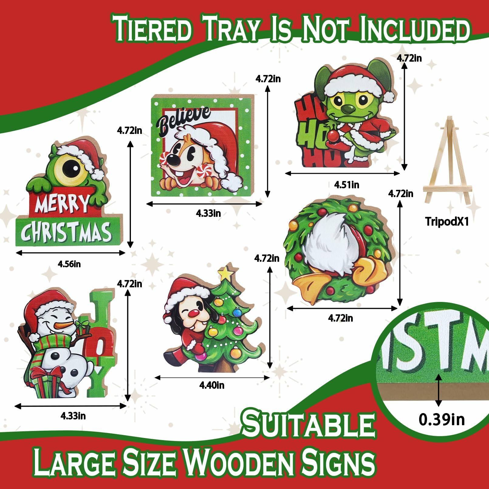 Uruney Merry Christmas Snowman Tiered Tray Decor Green 1 Count