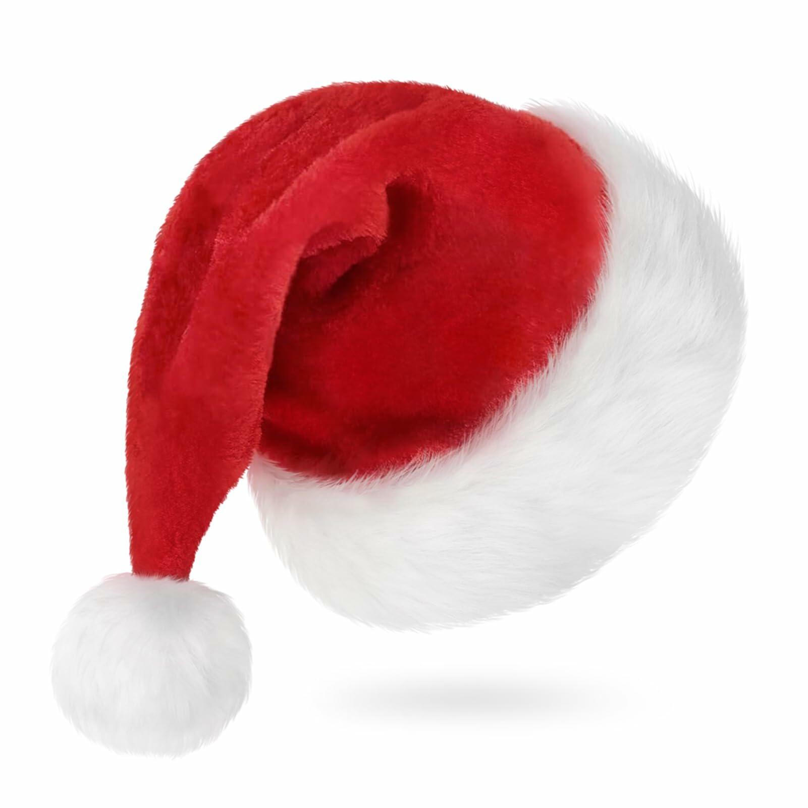 Lainlight Santa Hat Adult Plush Brim Comfort Liner Red