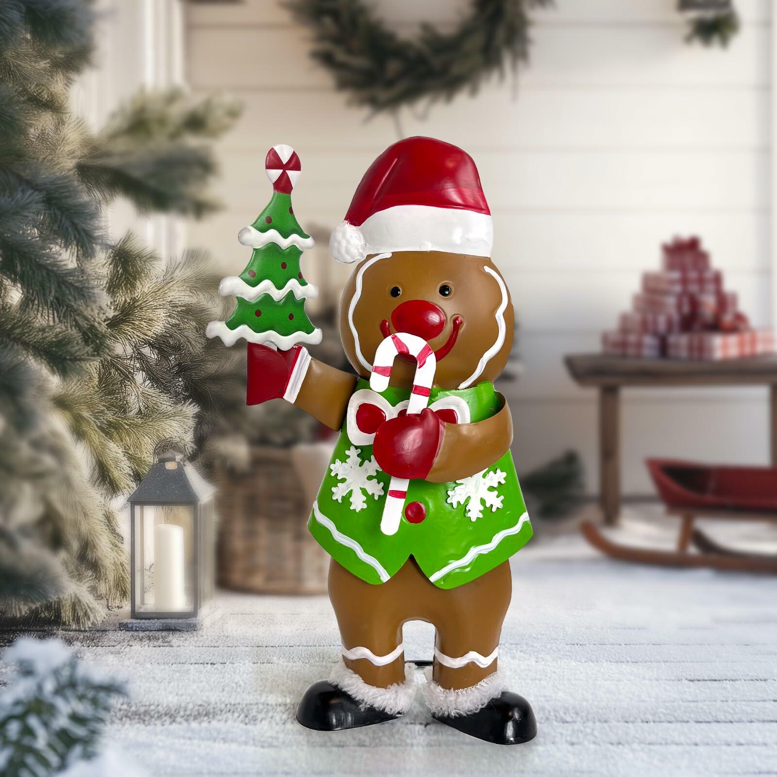 LIFFY Gingerbread Man Statue Christmas Decoration Handmade Indoor Decor Lights