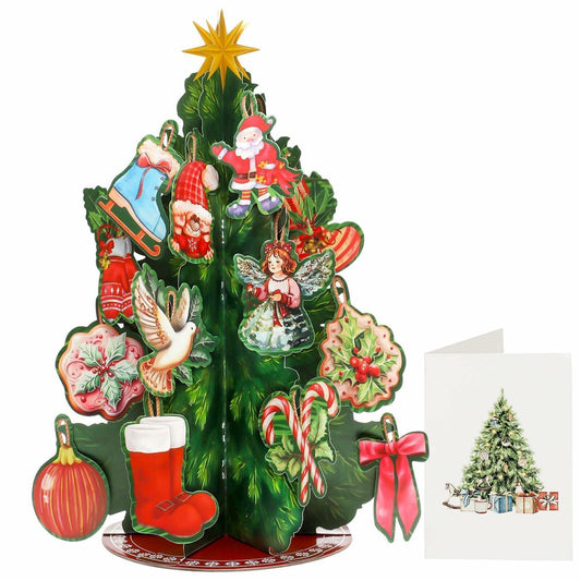 Pop Up Christmas Tree Cards 3D Handmade Foldable Vintage 14.6in Xmas Card