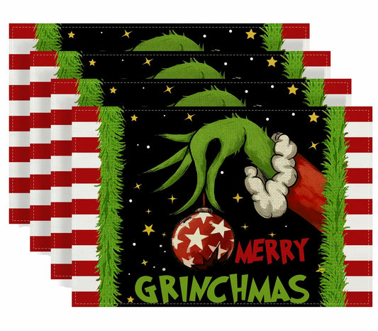 Merry Christmas Placemats Set of 4 12x18'' Winter Holiday Xmas Decorations