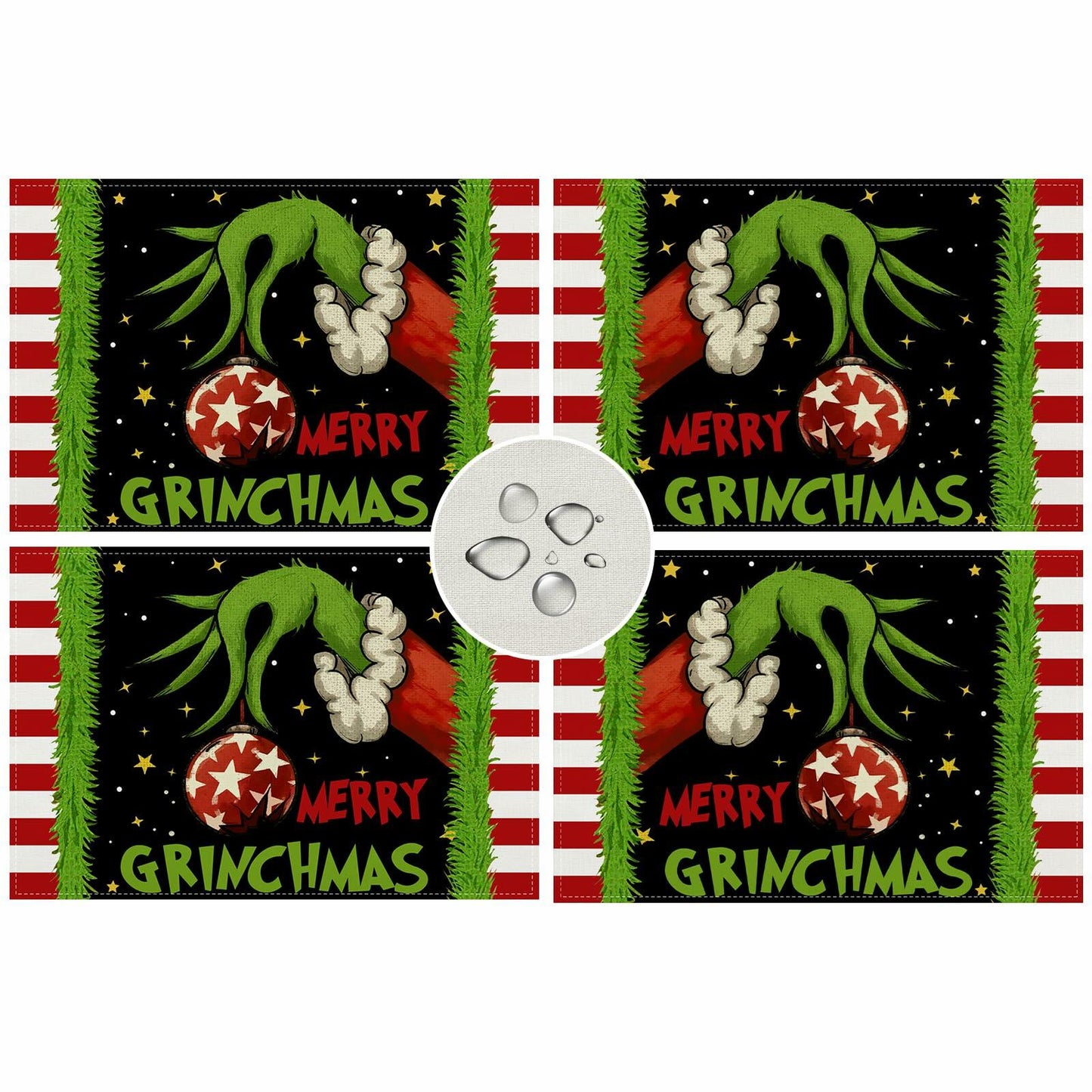 Merry Christmas Placemats Set of 4 12x18'' Winter Holiday Xmas Decorations