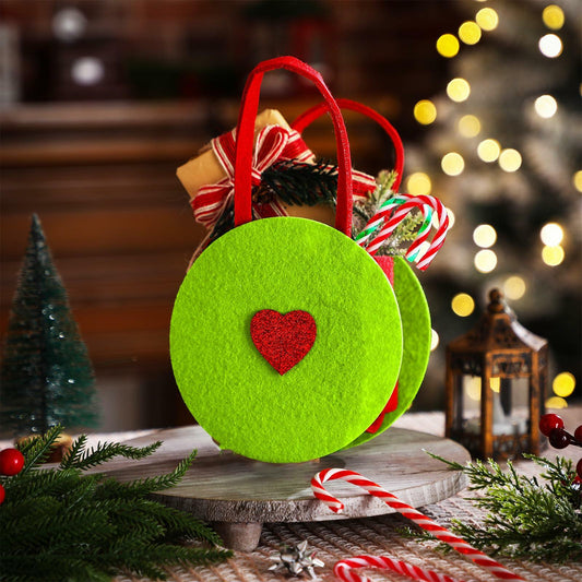 Sweetude Lime Green Christmas Felt Treat Bags 12 Pcs 5.39x9.06 Inch