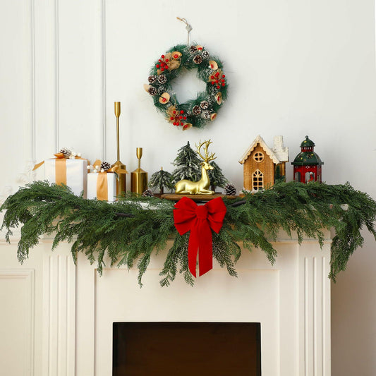 Thiccywoov 6ft Christmas Cedar Wreath Garland Greenery Indoor Outdoor