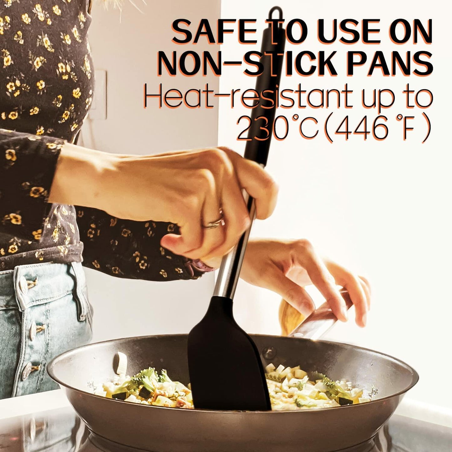 [Like New] LeMuna Silicone Kitchen Utensils Set Heat Resistant BPA Free Black Stainless