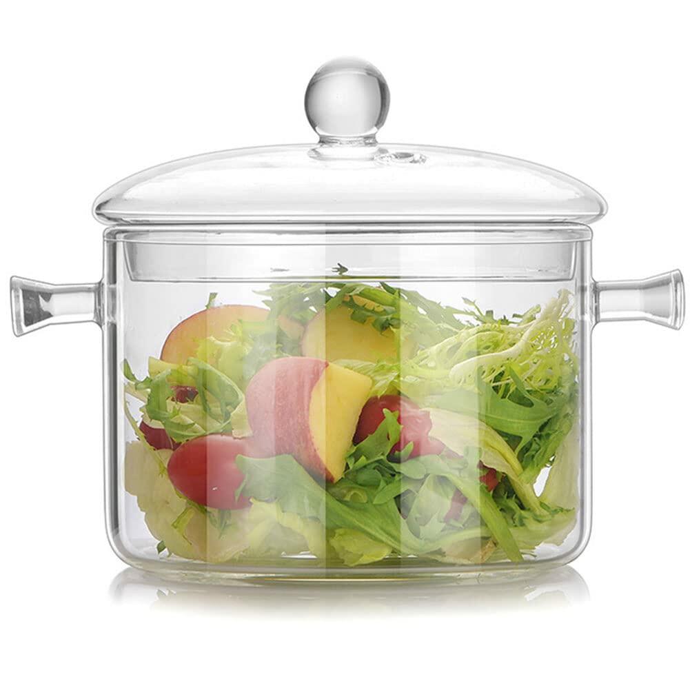Glass Cooking Pot 1.7L Heat-Resistant Borosilicate Clear Saucepan