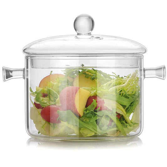 Glass Cooking Pot 1.7L Heat-Resistant Borosilicate Clear Saucepan