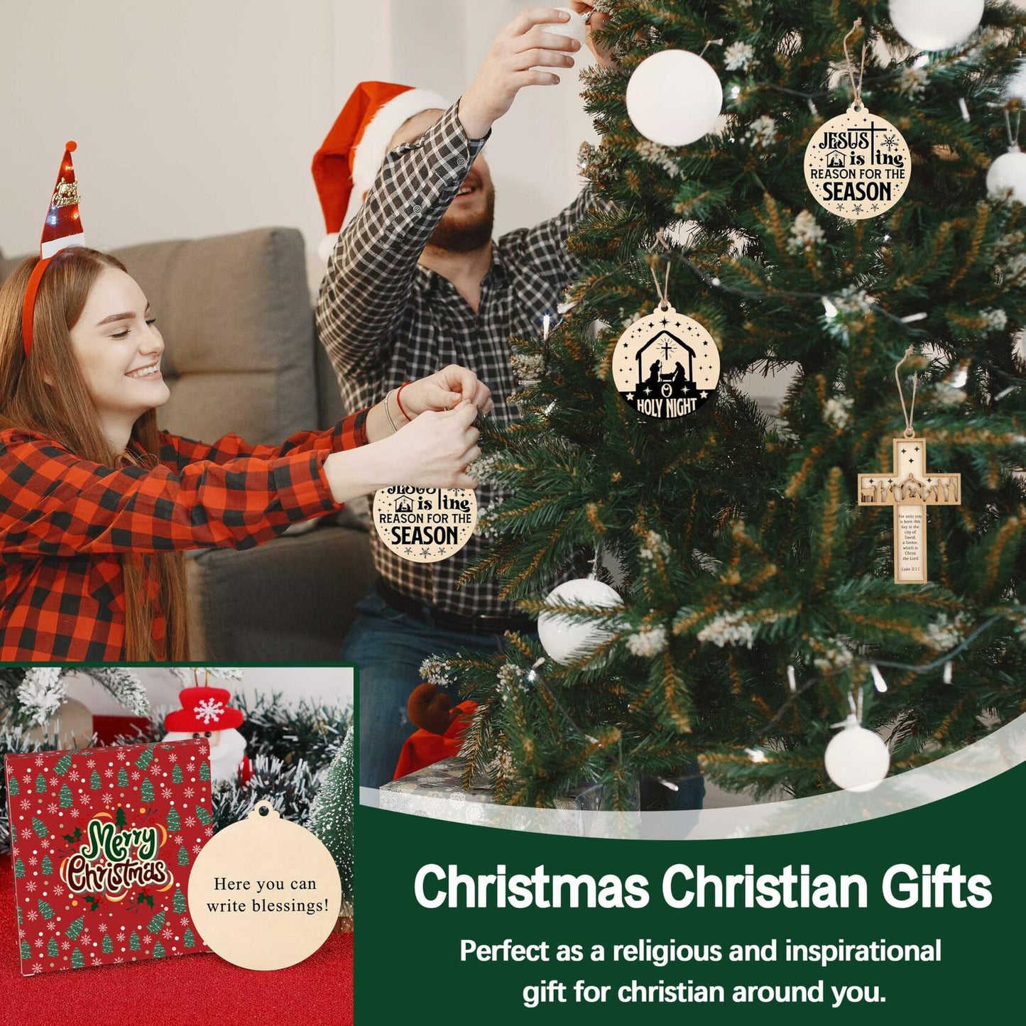 Christian Nativity Ornaments Cross Scene Set 8 Pcs Christmas Decor