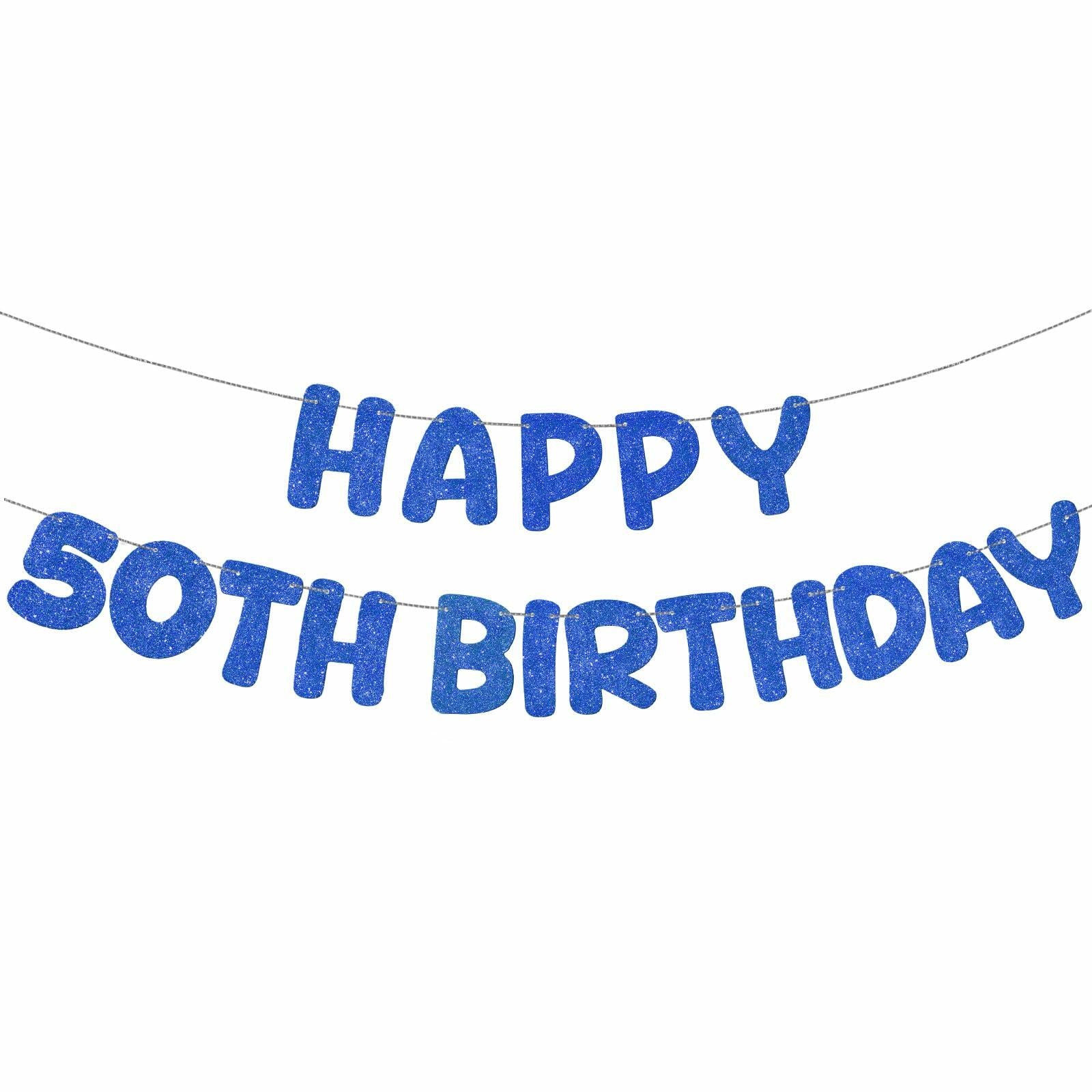 Fulmoon 50th Birthday Banner Pre Strung Glitter 11.5ft Champagne Gold